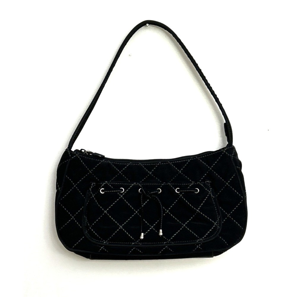 Vera Bradley Black Quilted Shoulder Bag Handbag Purse Zippered